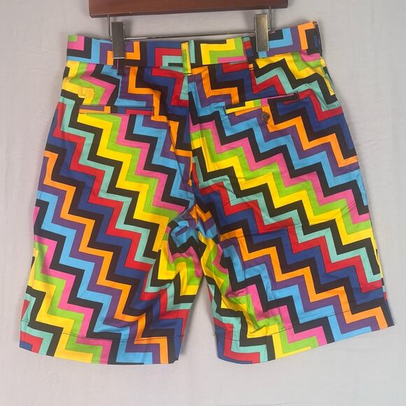 Loudmouth Golf Shorts Men’s 32x10 Multicolored Geometric Op Art Preppy Chino - Picture 3 of 10